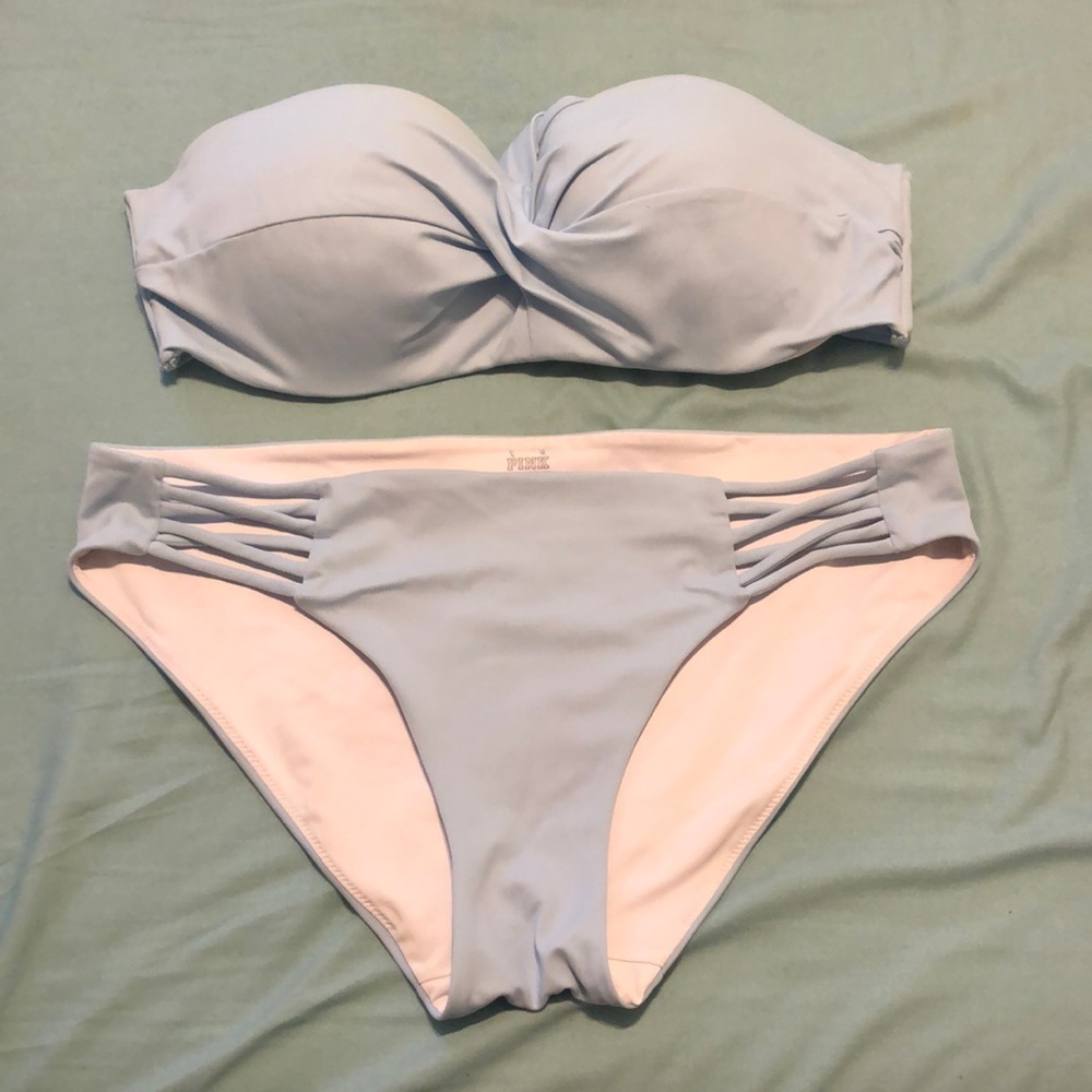 Baby blue size large pink swimsuit